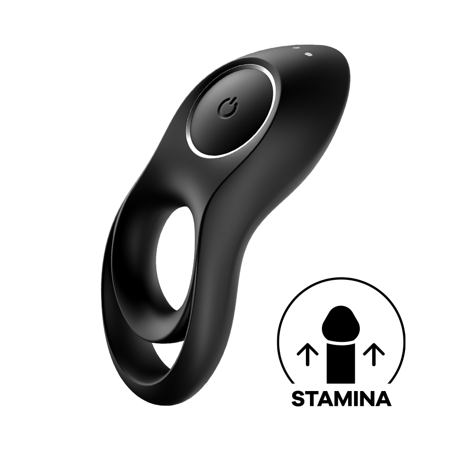 Satisfyer Legendary Duo Vibrating Silicone Cock Ring Black Ball and Cock Toys