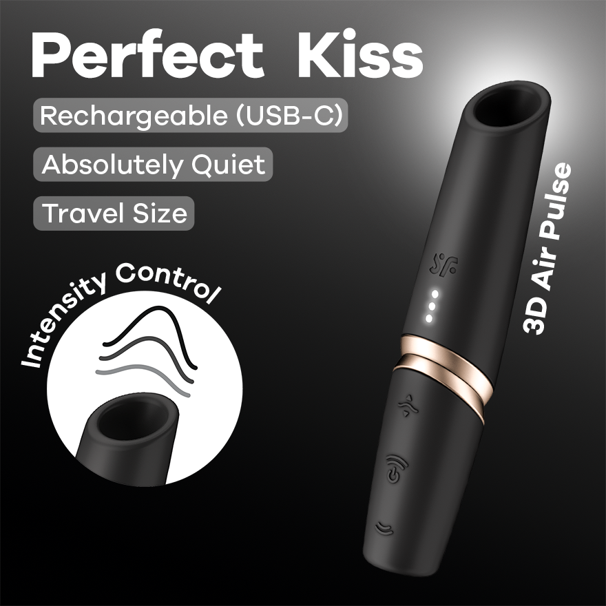 Satisfyer Perfect Kiss Mini Air Wave Clitoral Massager Clit Ticklers and Pulsators