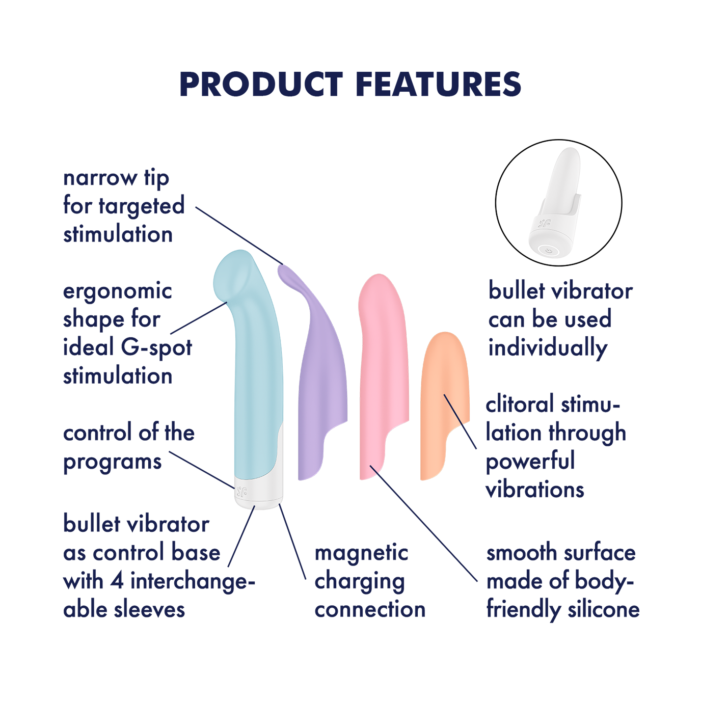 Satisfyer Playful Four Interchangeable G Spot Vibrator G-Spot Vibrators
