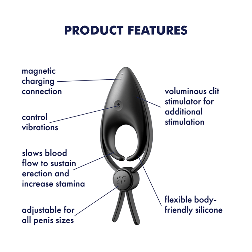 Satisfyer Sniper Silicone Male Penis Ring Black Ball and Cock Toys