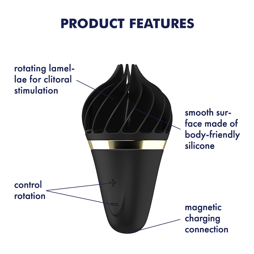 Satisfyer Sweet Treat Silicone Clitoral Vibrator Black / Gold Clit Ticklers and Pulsators