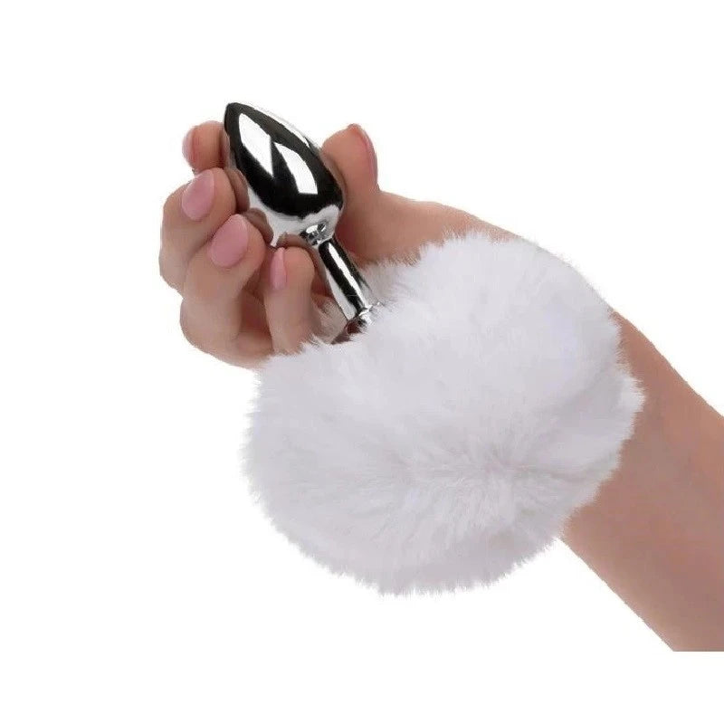 Running Wild Bunny Metallic Anal Probe with Fluffy Tail Butt Plugs