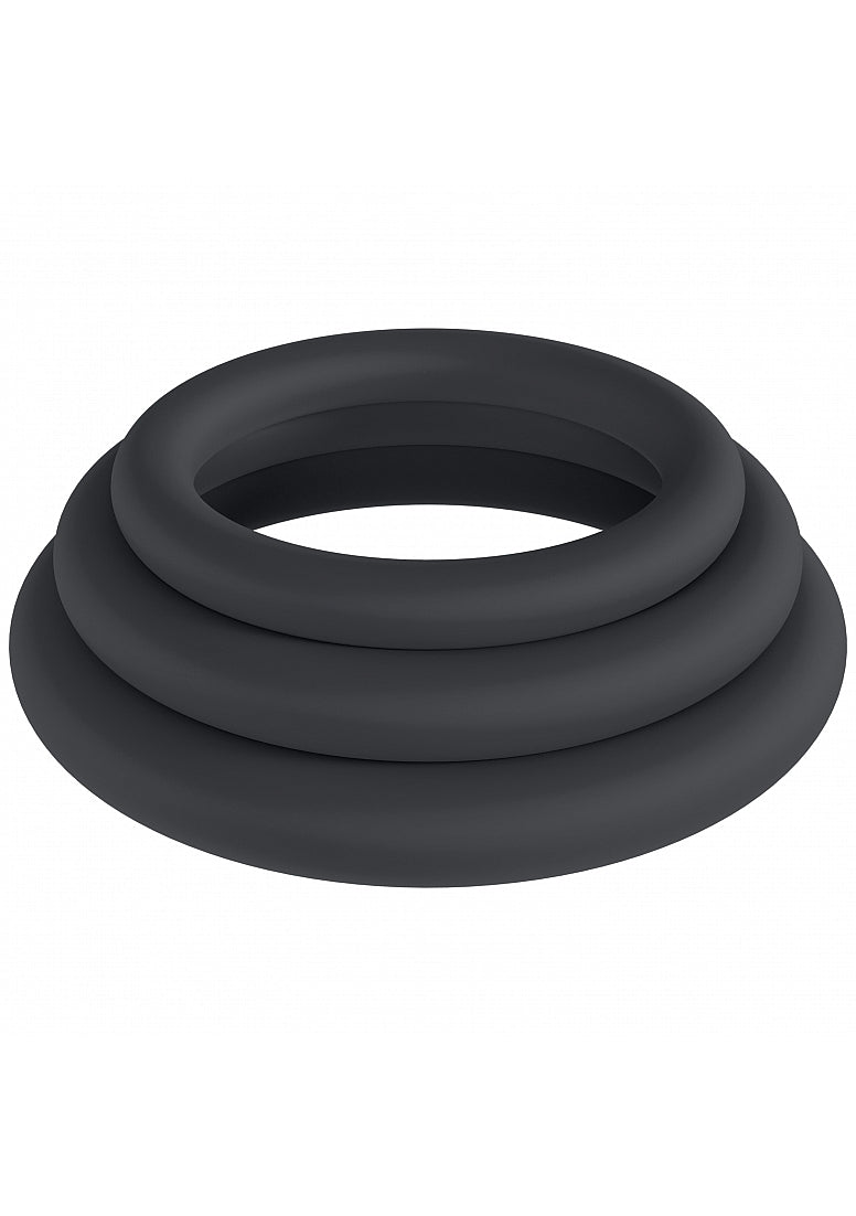 Shots LEVELZ Classic Silicone Cock Ring Set L/XL/XXL Black Cock Ring Sets