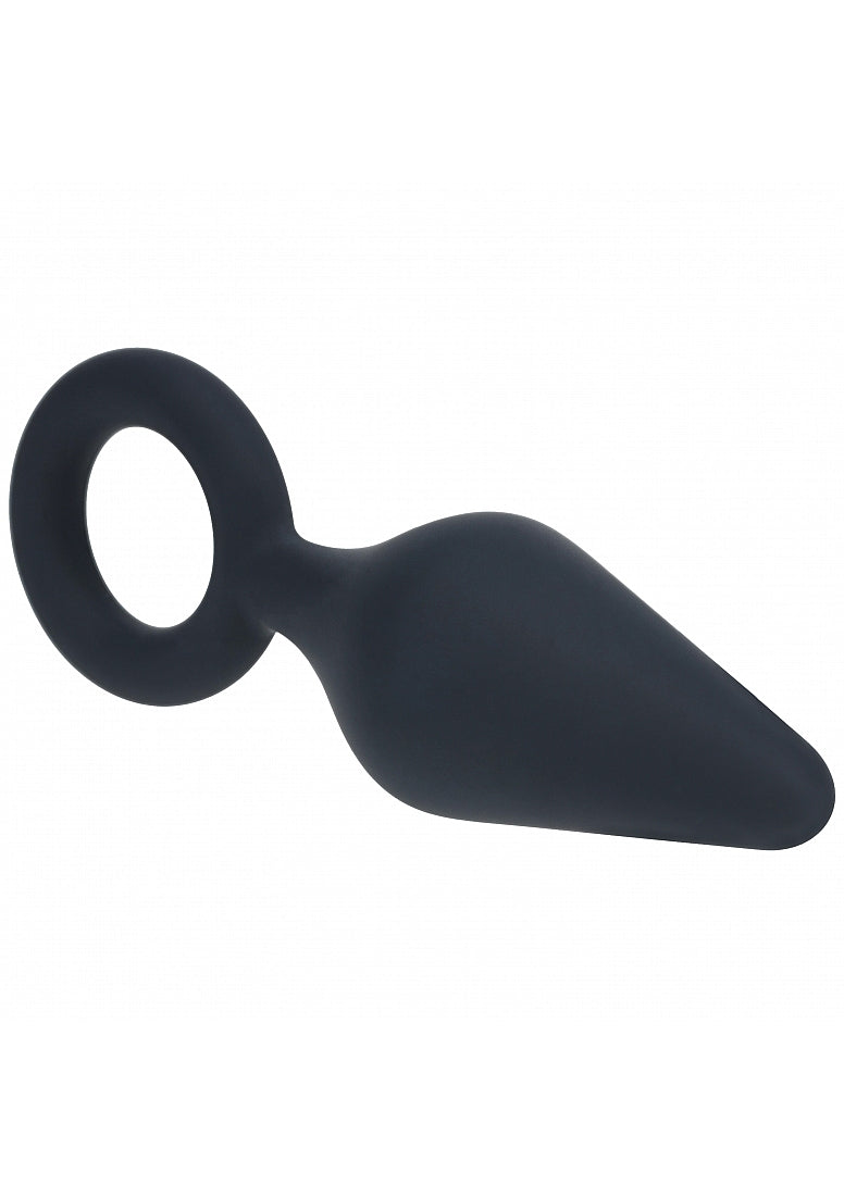 Shots LEVELZ Silicone Anal Plug with Loop Black Butt Plugs