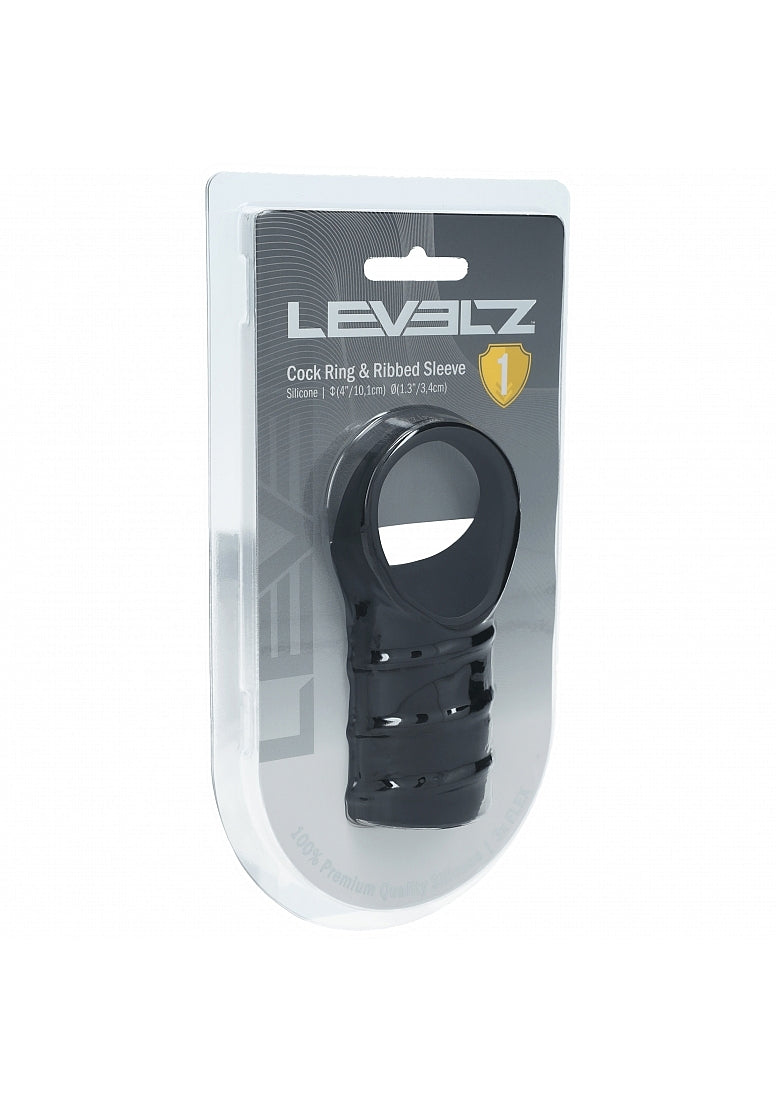 Shots LEVELZ Silicone Cock Ring and Ribbed Sleeve Stretchy Cock Rings