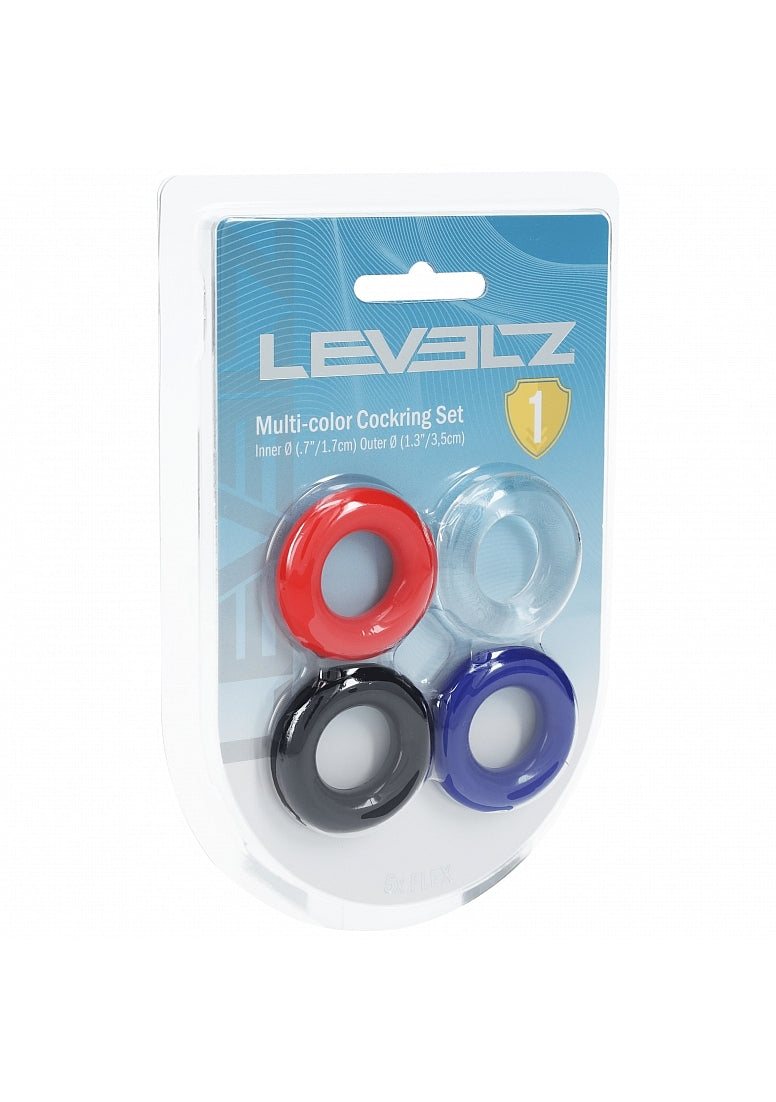 Shots LEVELZ Multicolour 4 Pack Cock Ring Set Cock Ring Sets