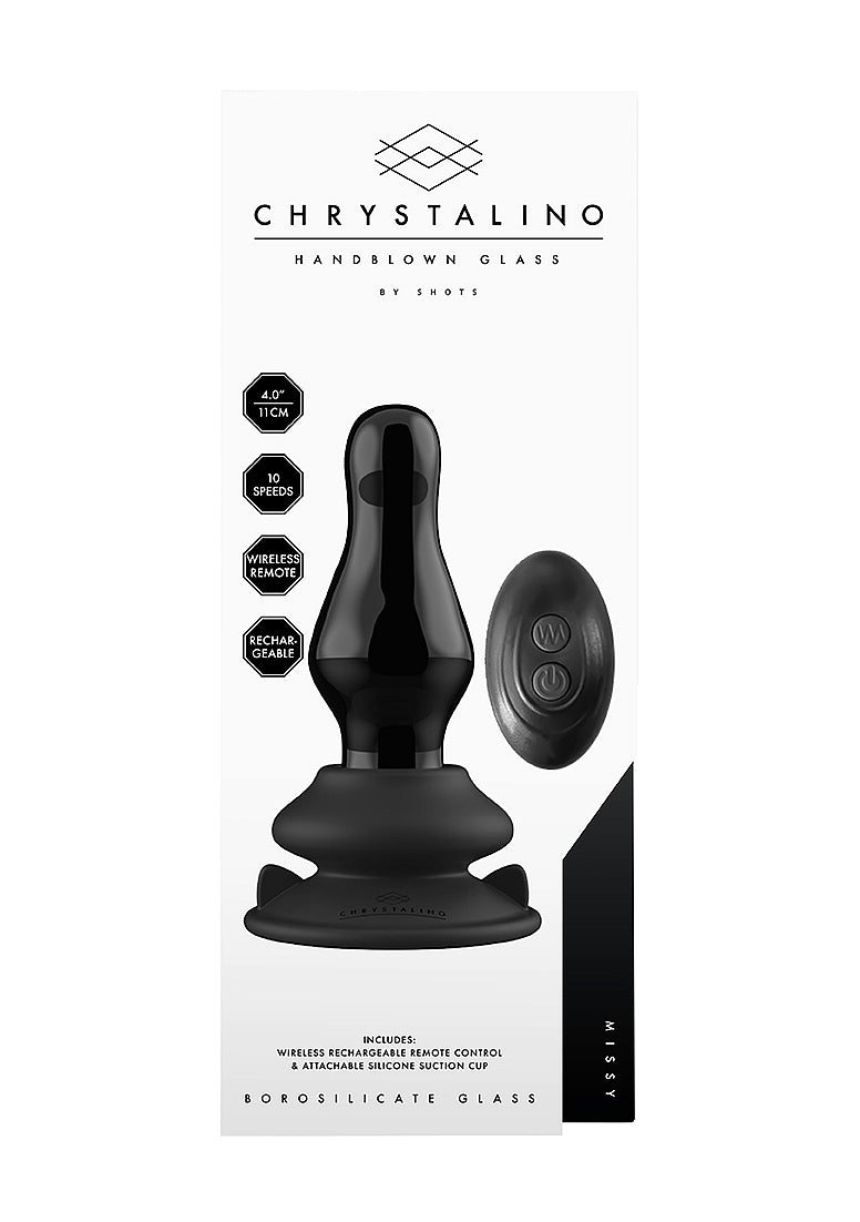 Shots Missy Glass Vibrator With Suction Cup and Remote - Glass Sex Toys
