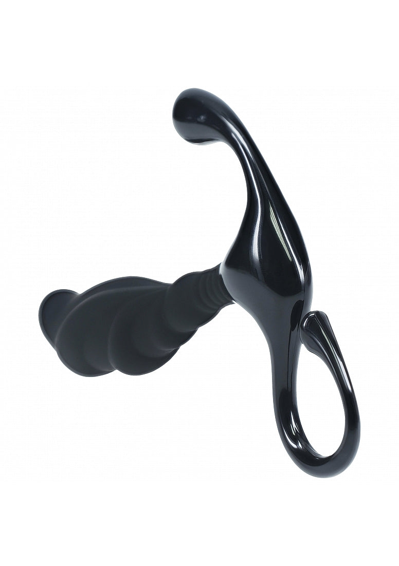 Shots LEVELZ Rippled with Hard Loop Prostate Massager Black Prostate Toys