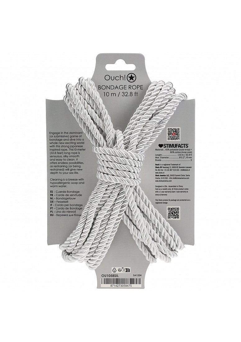 OUCH! Silky Smooth Nylon Bondage Rope 10m Cuffs And Restraints