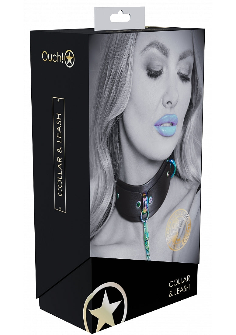 Shots Toys Ouch! Venice Collection BDSM Collar with Leash - Collars and Leads
