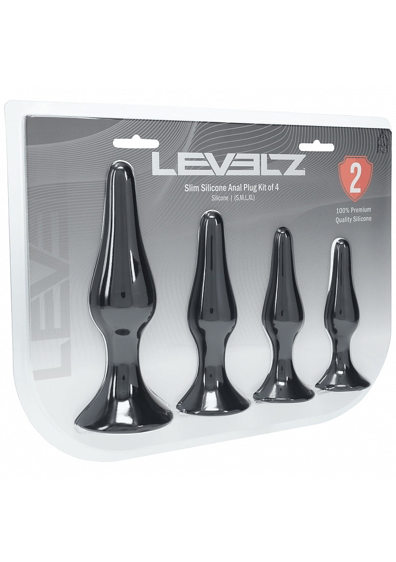 Shots LEVELZ Slim Silicone Anal Plug Kit of 4 Sizes Butt Plugs