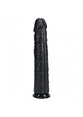 Realrock Extra Large No Balls Realistic Skin Dildo 38cm Black Realistic Dildos