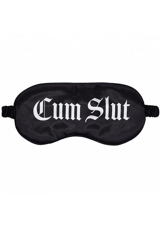 Shots Toys OUCH! Satin Cum Slut Printed Bondage Mask - Masks And Blindfolds