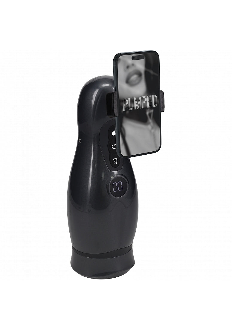 Shots Toys PUMPED Virtuo Vibrating Auto Masturbator Grey Masturbators and Strokers