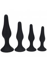 Shots LEVELZ Slim Silicone Anal Plug Kit of 4 Sizes Black Butt Plugs