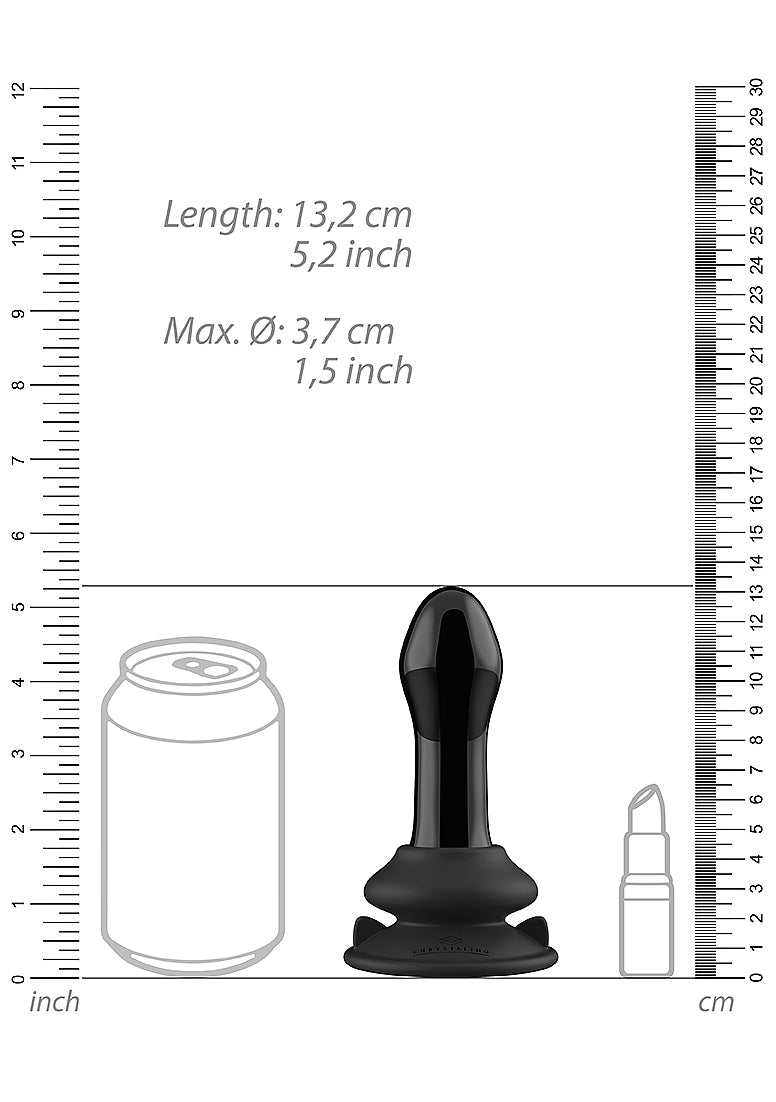 Shots Pluggy Suction Cup 10 Functions Glass Vibrator - Glass Sex Toys