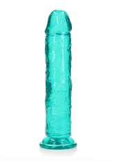 Realrock Crystal Clear 10 Inch Dildo Straight No Balls Turquoise Realistic Dildos