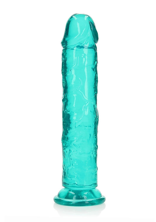 Realrock Crystal Clear 10 Inch Dildo Straight No Balls Turquoise Realistic Dildos