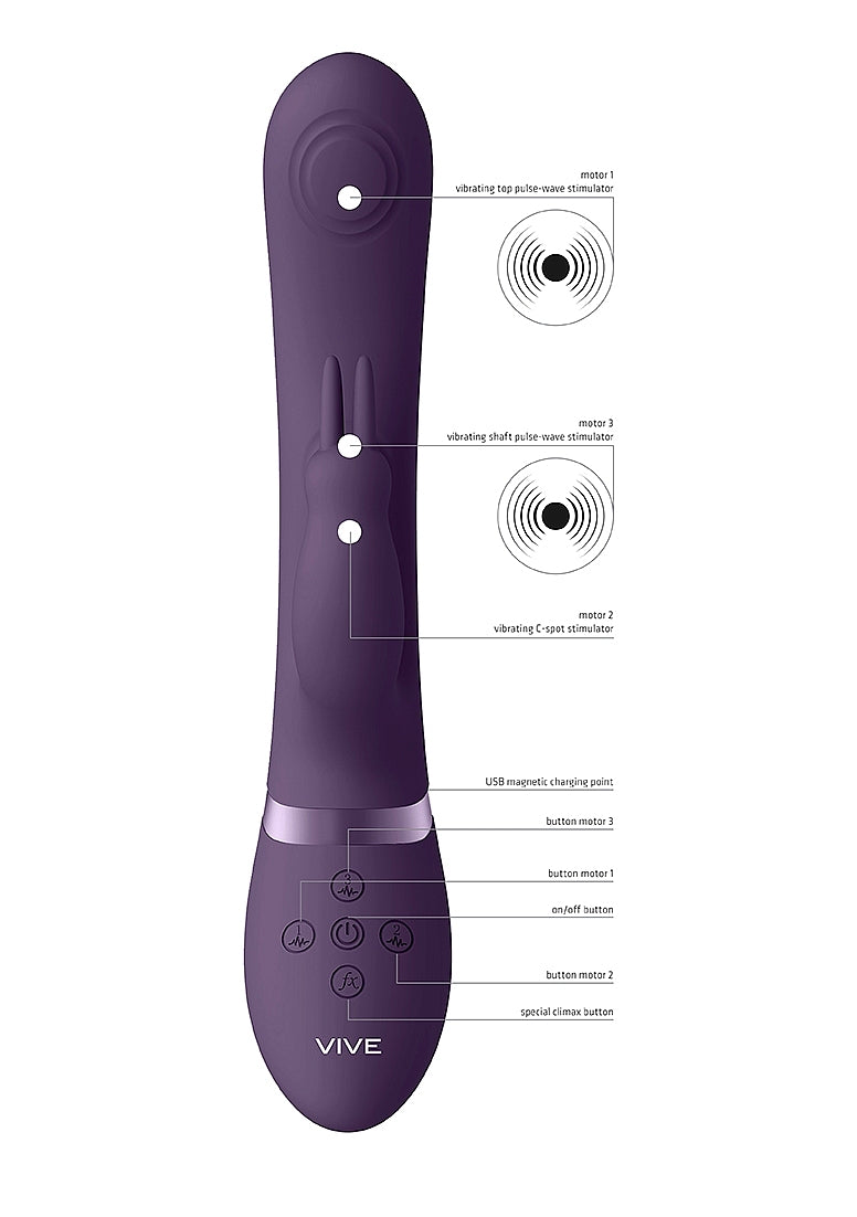 Shots May Rechargeable Silicone Dual Pulse Wave Rabbit Vibe - Rabbit Vibrators