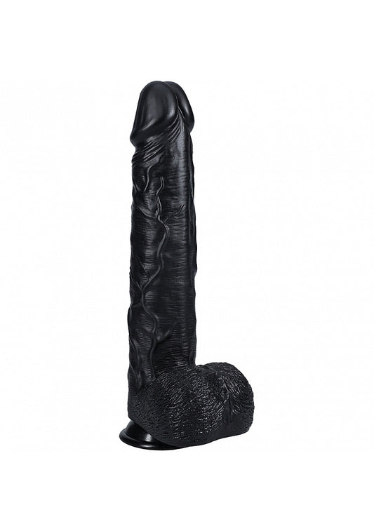 Realrock Extra Large Straight D/ildo with Balls 35.5cm Black Realistic Dildos