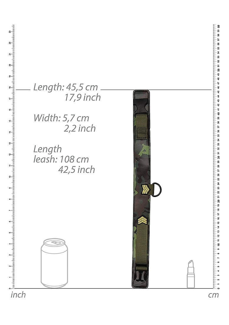 Shots Toys Army Theme Bondage Collar With Leash - Collars and Leads