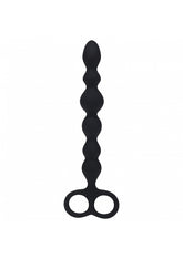 Shots LEVELZ Beaded Silicone Anal Probe with Double Loop Black Anal Beads and Balls