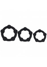Shots LEVELZ Beaded Silicone Cock Ring Set of 3 Sizes Black Cock Ring Sets