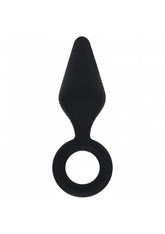 Shots LEVELZ Silicone Anal Plug with Loop Black Small Butt Plugs