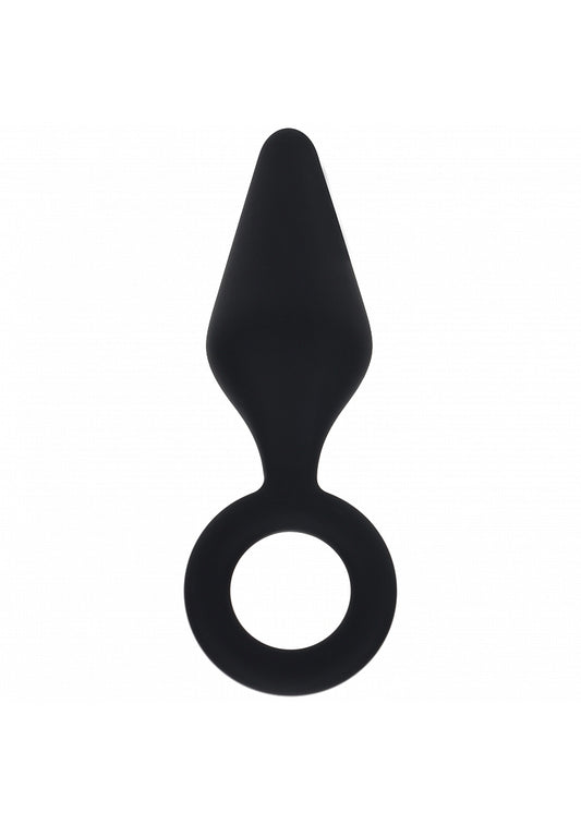 Shots LEVELZ Silicone Anal Plug with Loop Black Small Butt Plugs