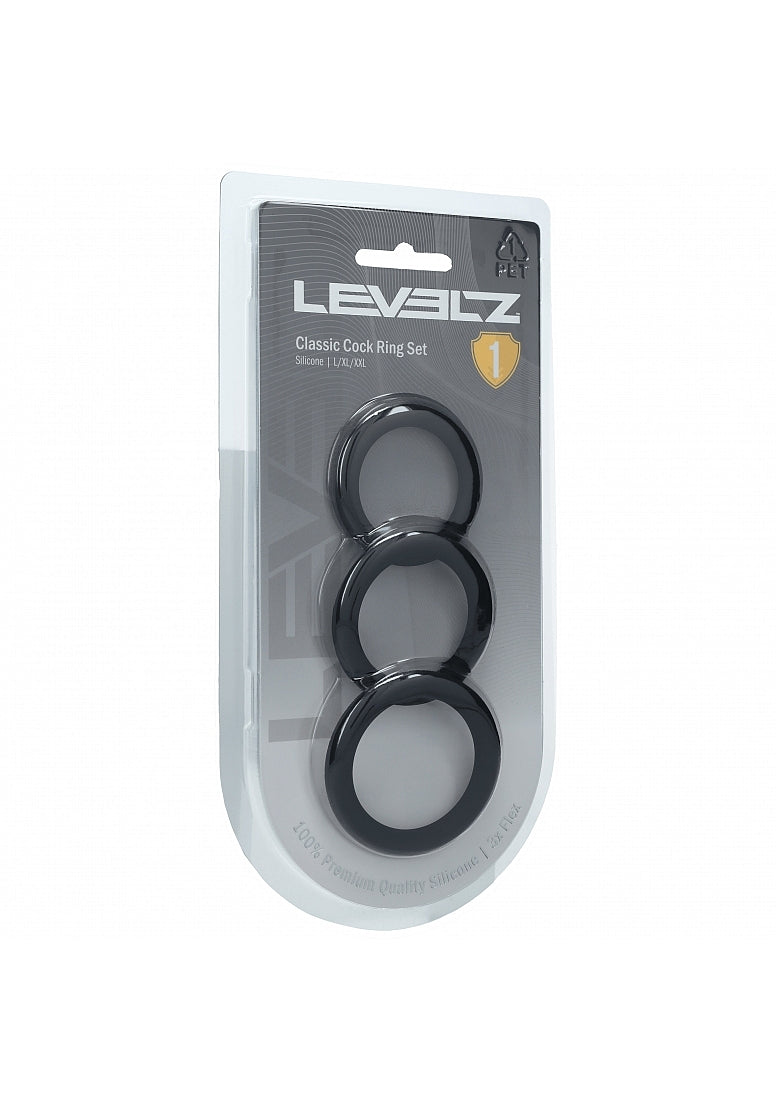 Shots LEVELZ Classic Silicone Cock Ring Set L/XL/XXL Cock Ring Sets