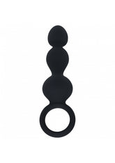 Shots LEVELZ Beaded Silicone Anal Probe with Loop Black Anal Beads and Balls