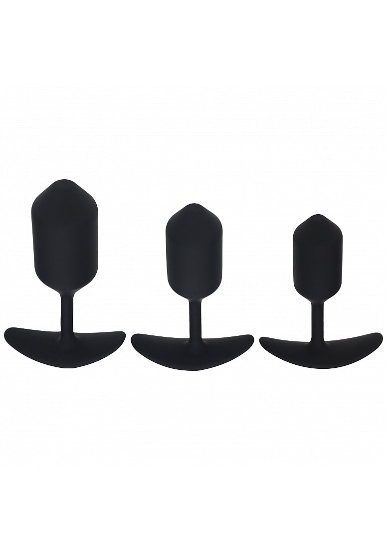 Shots LEVELZ 3 Pack Silicone Weighted Anal Plug Training Set Black Butt Plugs