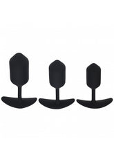 Shots LEVELZ 3 Pack Silicone Weighted Anal Plug Training Set Black Butt Plugs