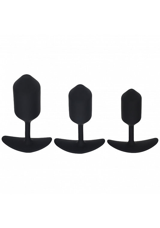 Shots LEVELZ 3 Pack Silicone Weighted Anal Plug Training Set Black Butt Plugs