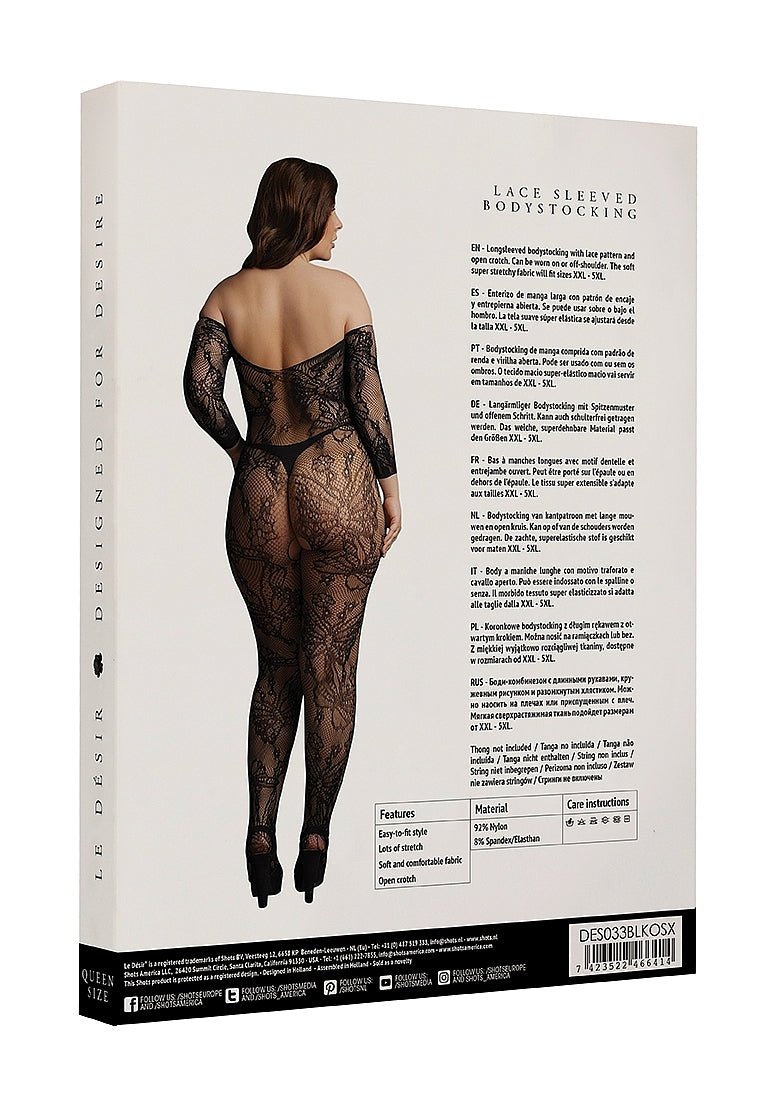 Le Desir Lace Long Sleeved Sexy Bodystocking Black Body Stockings