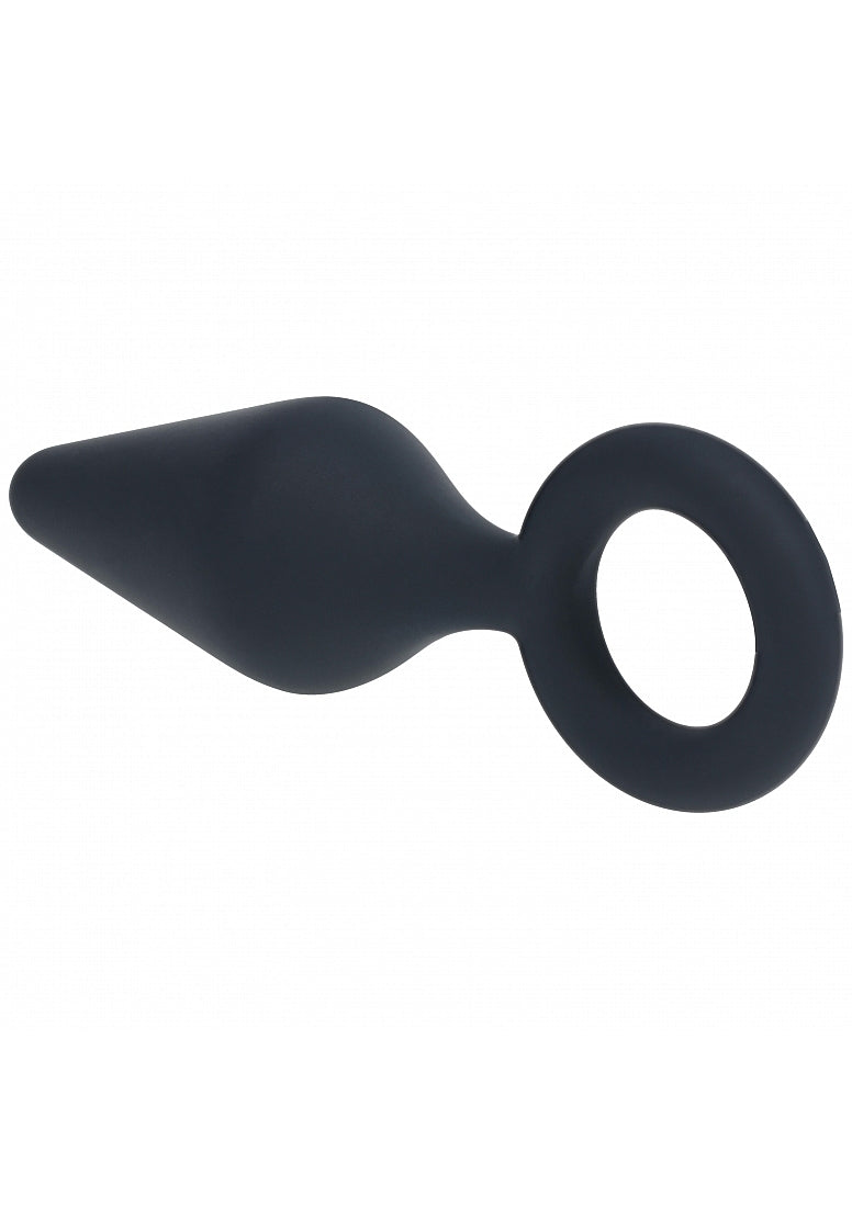 Shots LEVELZ Silicone Anal Plug with Loop Black Butt Plugs