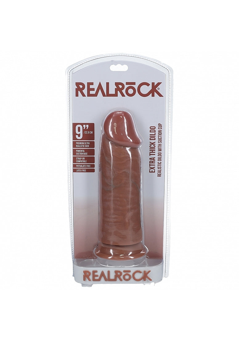 Realrock Ultra Realistic Extra Thick No Ball Dildo Tan 9 Inches Realistic Dildos