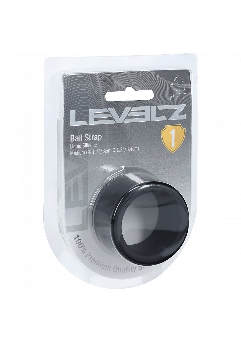Shots LEVELZ Liquid Silicone Stretchy Ball Strap Black Stretchy Cock Rings