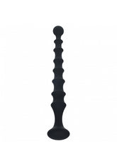 Shots LEVELZ Ribbed Silicone Flared Anal Probe Beads Black Anal Beads and Balls