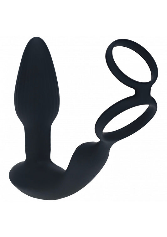 LEVELZ Dual Vibrating Prostate Stimulator with Cock Ring Black Prostate Toys