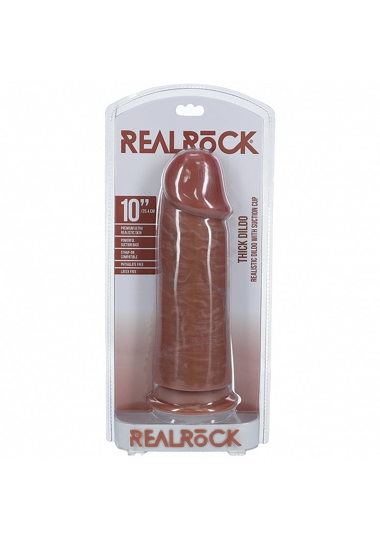 Realrock Ultra Realistic Extra Thick No Ball Dildo Tan 10 Inches Realistic Dildos