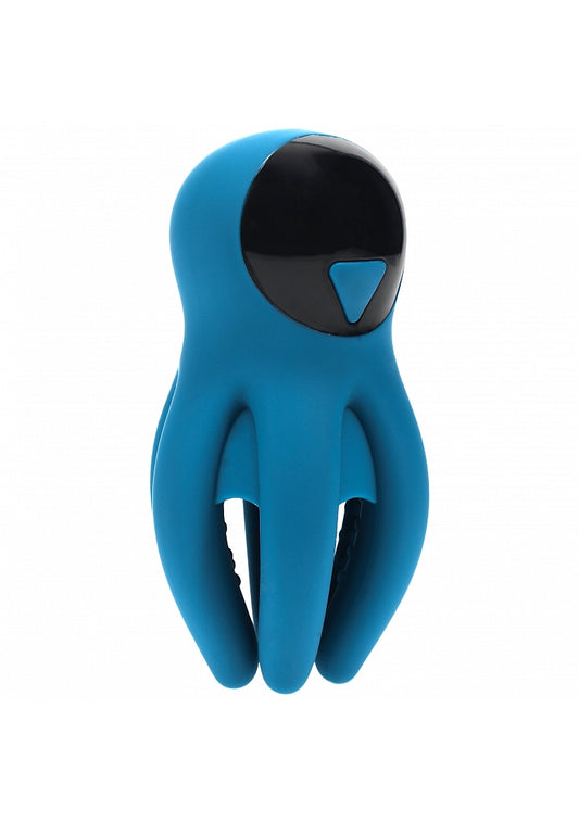 Shots LEVELZ Digital Vibrating Silicone Penis Head Stimulator Teal Masturbators and Strokers