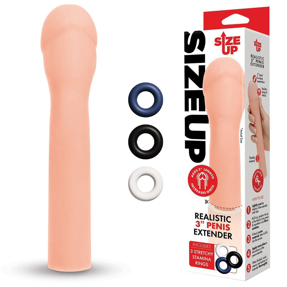 Size Up Mens Realistic Penis Extender Sleeve Penis Sleeves and Extenders