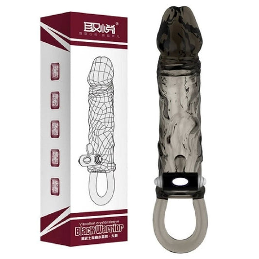 Black Warrior Thick Head Vibrating Penis Sleeve - Pumps, Extenders and Sleeves