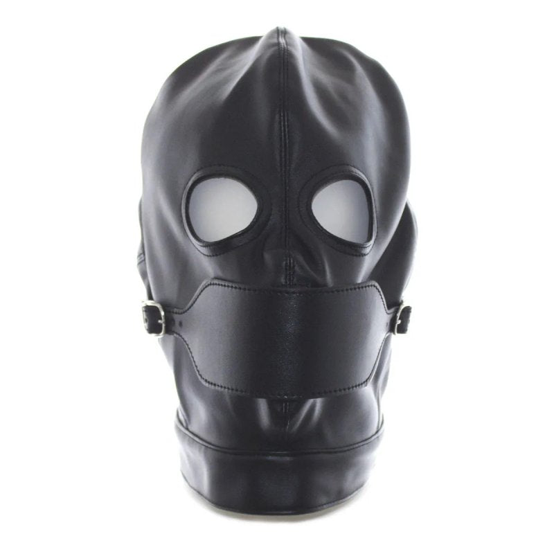 BDStyle Leather Hood Full Mask Eyes & Mouth Detachable Blindfolds And Masks