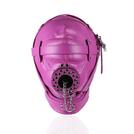 BDStyle Sensory Deprivation Hood with Open Mouth Gag Rose - Bondage Hoods