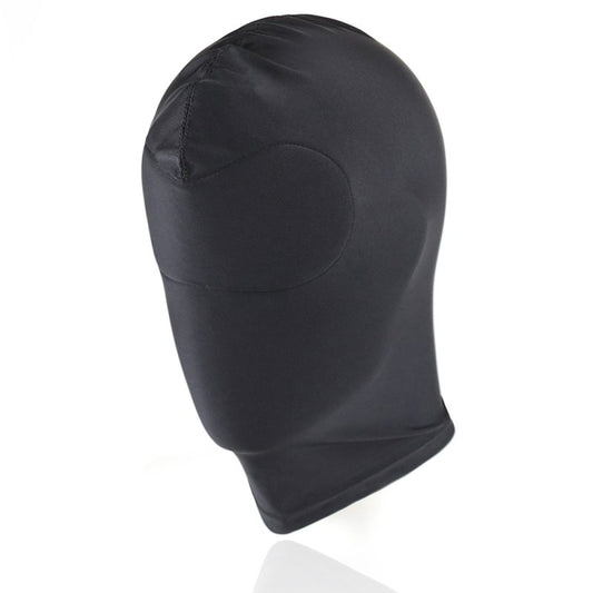 BDStyle BDSM Play Spandex Hood With Padded Blindfold Large Black - Bondage Hoods