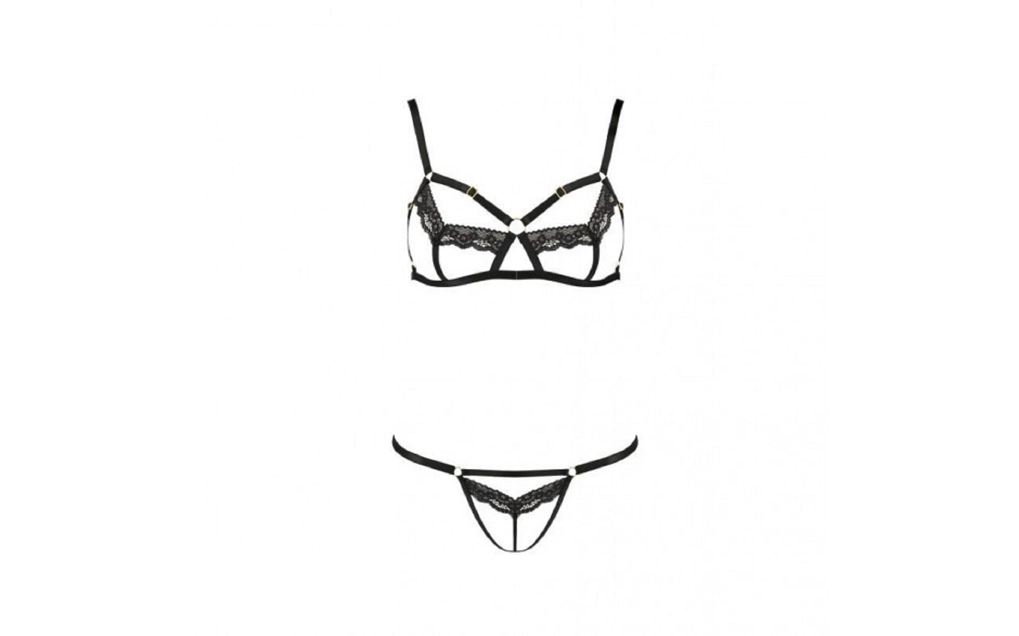 Passion Lingerie Solon Bra & Panty Set 2 Piece Black Bras and Bra Sets
