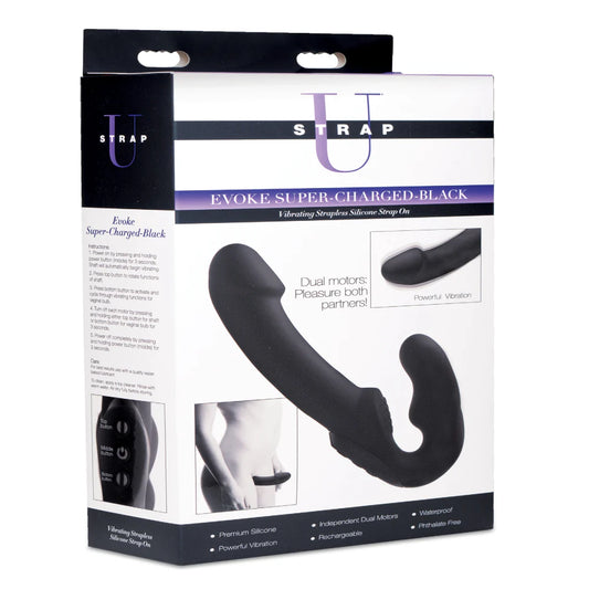 Strap U Evoke Rechargeable Vibrating Silicone Strap On Dildo Strap On Sextoys