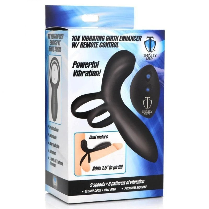 XR Brands Trinity - Dual-Motor Silicone Vibrating Girth Enhancer Pumps, Extenders and Sleeves